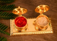 Gold Metal kumkum holder box for Gifting and pooja