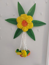 Load image into Gallery viewer, Artificial marigold, mango leaves &amp; Lilly flowers wall hanging

