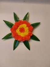 Load image into Gallery viewer, Artificial marigold and mango leaves wall hanging

