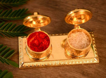 Load image into Gallery viewer, Gold Metal kumkum holder box for Gifting and pooja
