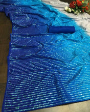 Load image into Gallery viewer, Bollywood Style Saree Of Vichitra Silk Double Shaded Embroidery Sequence Work Partywear Saree
