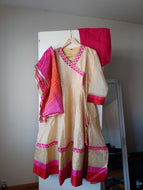 chanderi anghrakha pettern anarkali kurti