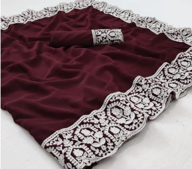 Georgette With All Over Broder Work