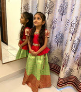 Girl Kids Wear Pure Banaras silk lengha With Pure Raw Silk Blouse