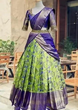 Load image into Gallery viewer, Kanjiveram Silk Zari lehanga with blouse along with cutwork Duppta
